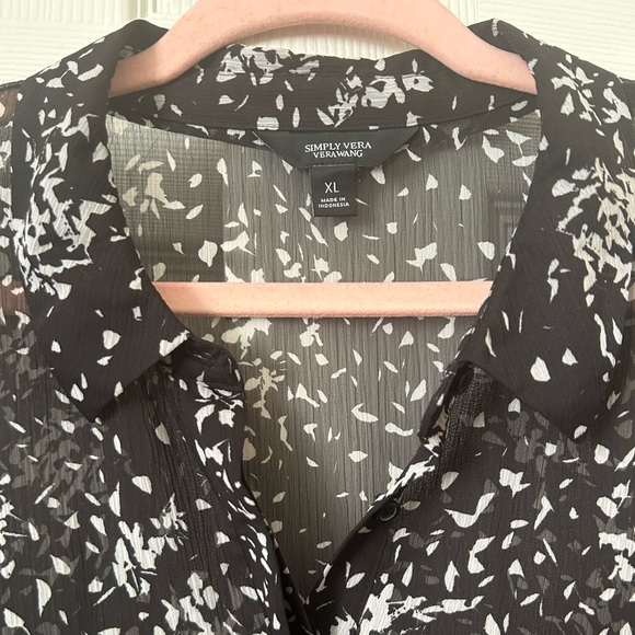 💙Simply Vera Vera Wang Black and White floral Long Sleeve Sundress XL - Picture 3 of 6